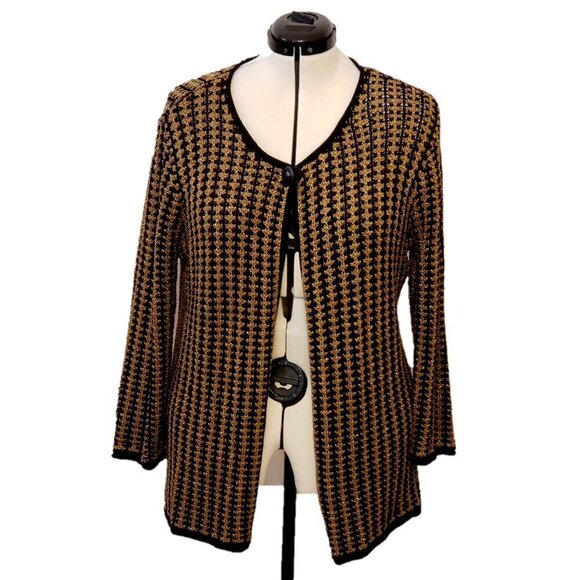 Jones New York Metallic Black and Gold Cardigan, Size XL - Picture 1 of 11